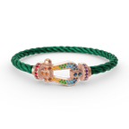 FRED FORCE LARGE HORSESHOE COLORED DIAMOND BRACELET ROSE GOLD