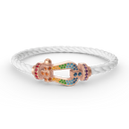 FRED FORCE LARGE HORSESHOE COLORED DIAMOND BRACELET ROSE GOLD