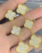 VCA CLOVER 3 MOTIFS DIAMOND PAVED ROSE GOLD & GOLD EARRINGS