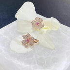 VCA FRIVOLE PINK GOLD FLOWER DIAMOND EARRINGS