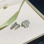 VCA FRIVOLE SILVER FLOWER DIAMOND EARRINGS
