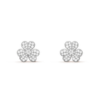 VCA FRIVOLE SILVER FLOWER DIAMOND EARRINGS