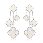 VCA CLOVER EARRINGS WHITE MOP 4 MOTIFS SILVER