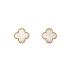 VCA CLOVER MEDIUM 1 MOTIFS WHITE MOP STUD EARRINGS