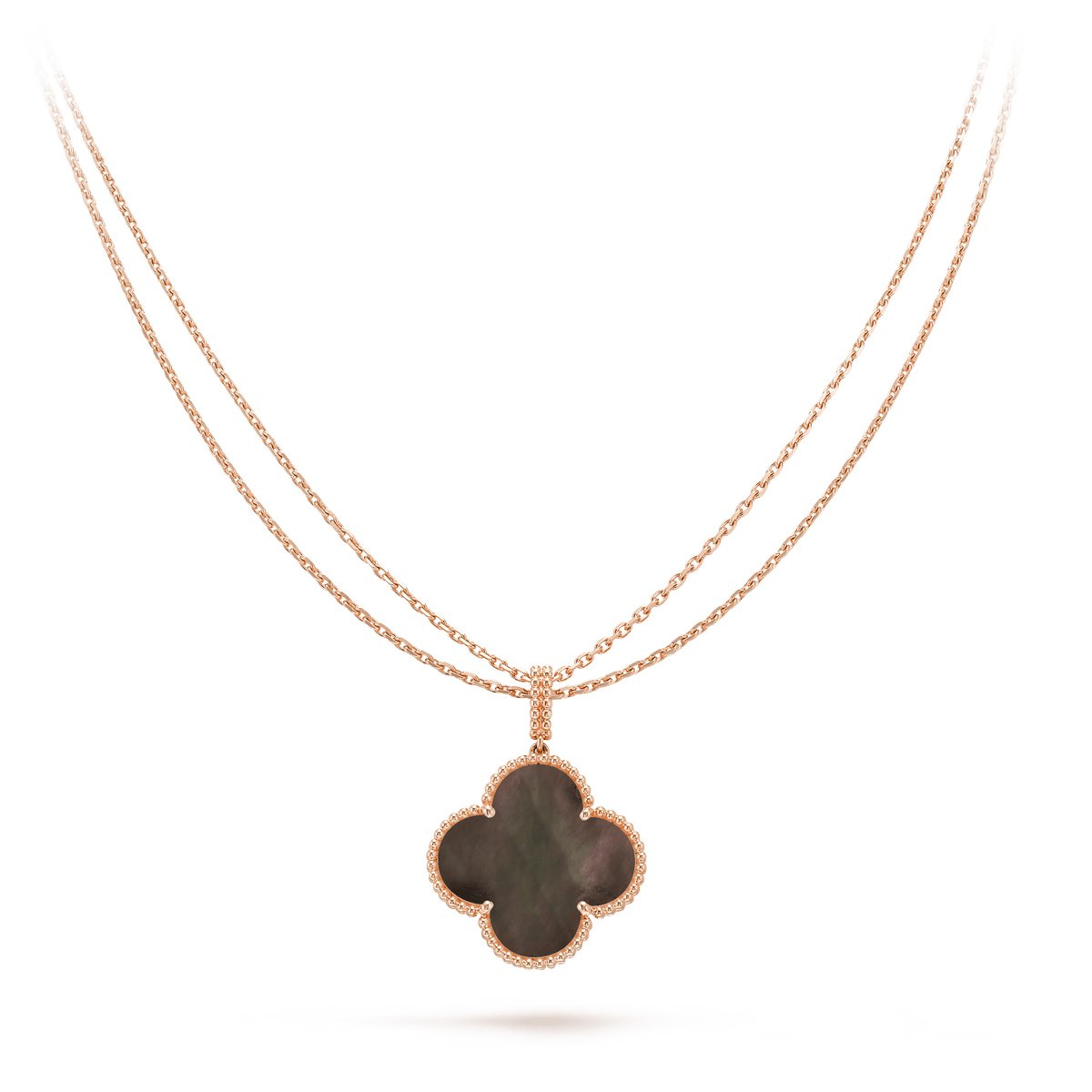 VCA CLOVER 25MM GOLD DARK MOP BIG CLOVER NECKLACE
