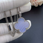 VCA CLOVER SILVER CHALCEDONY BIG CLOVER NECKLACE