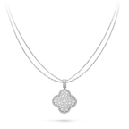 VCA CLOVER 25MM SILVER FULL DIAMOND BIG CLOVER NECKLACE