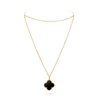 VCA CLOVER 25MM GOLD ONYX BIG CLOVER NECKLACE