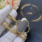 VCA CLOVER 25MM GOLD ONYX BIG CLOVER NECKLACE