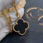 VCA CLOVER 25MM GOLD ONYX BIG CLOVER NECKLACE