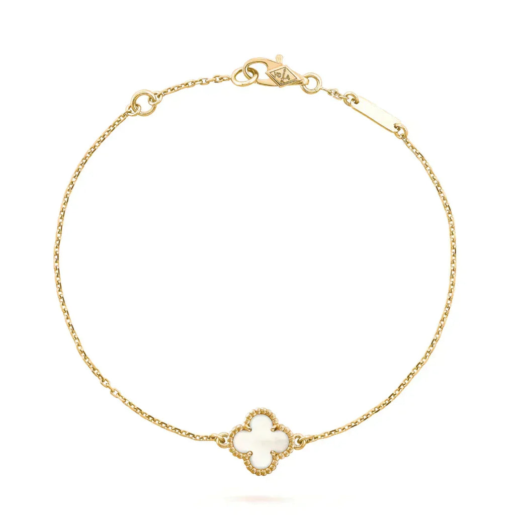 VCA CLOVER WHITE MOP SINGLE FLOWER BRACELET