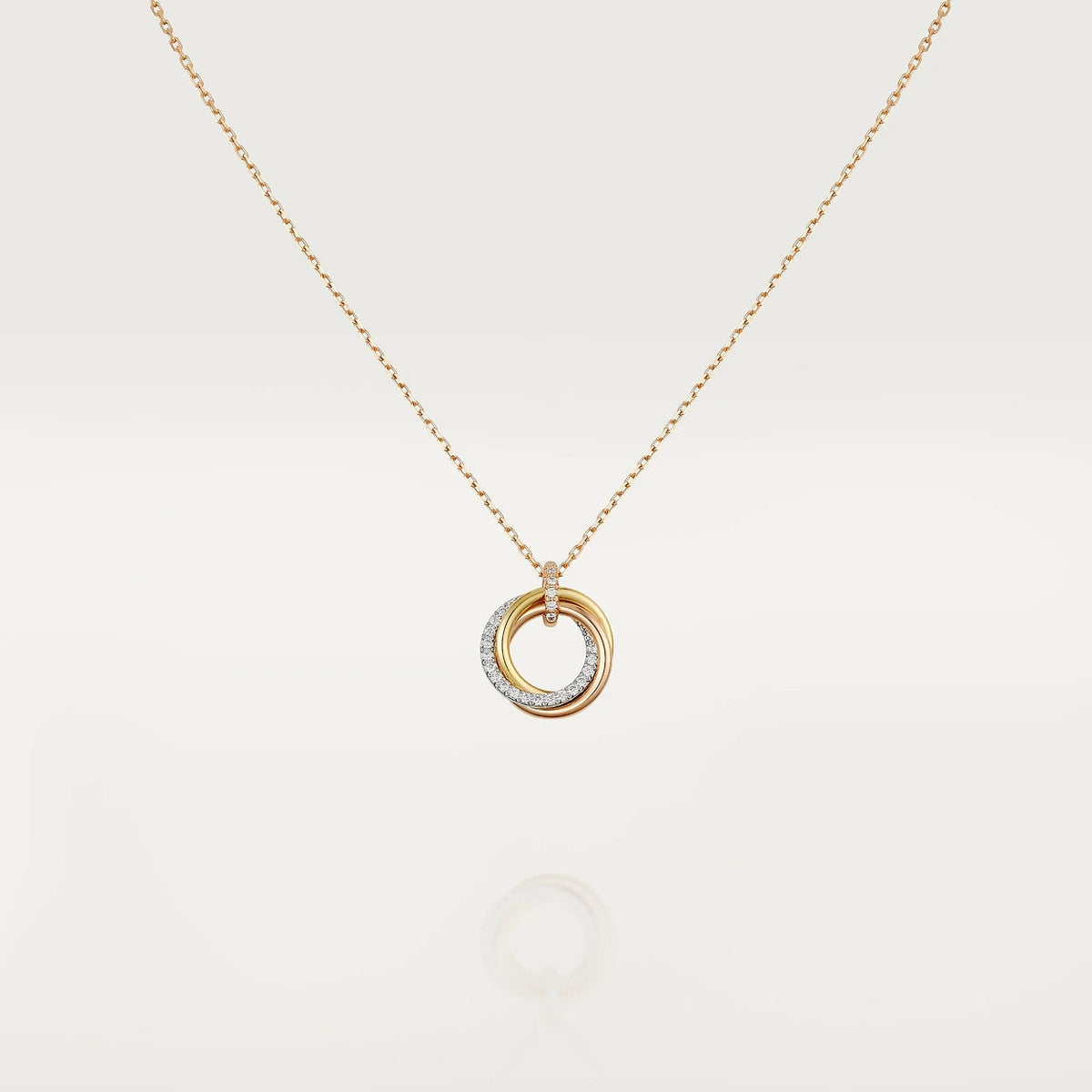 CARTIER TRINITY NECKLACE SILVER GOLD PINK GOLD DIAMONDS