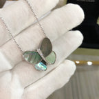 VCA LARGE BUTTERFLY SILVER PENDANT DIAMOND NECKLACE