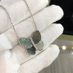 VCA LARGE BUTTERFLY SILVER PENDANT DIAMOND NECKLACE