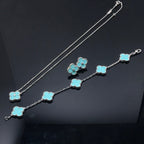 VCA CLOVER 1 DIAMOND BLUE SKY SILVER EARRINGS