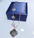 VCA COMBINED BRACELET 5 MOTIFS AND NECKLACE DARK MOP ROSE GOLD