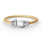 FRED FORCE LARGE HORSESHOE HALF DIAMOND BRACELET SILVER