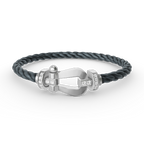 FRED FORCE LARGE HORSESHOE HALF DIAMOND BRACELET SILVER