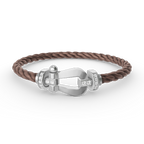 FRED FORCE LARGE HORSESHOE HALF DIAMOND BRACELET SILVER