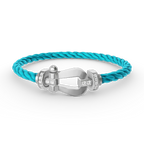 FRED FORCE LARGE HORSESHOE HALF DIAMOND BRACELET SILVER
