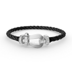 FRED FORCE LARGE HORSESHOE HALF DIAMOND BRACELET SILVER