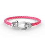 FRED FORCE LARGE HORSESHOE HALF DIAMOND BRACELET SILVER