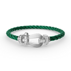 FRED FORCE LARGE HORSESHOE HALF DIAMOND BRACELET SILVER