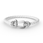 FRED FORCE LARGE HORSESHOE HALF DIAMOND BRACELET SILVER