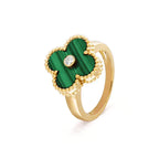 VCA CLOVER MALACHITE RING GOLD DIAMOND