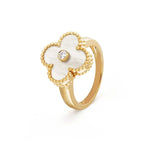VCA CLOVER PINK MOP RING GOLD DIAMOND